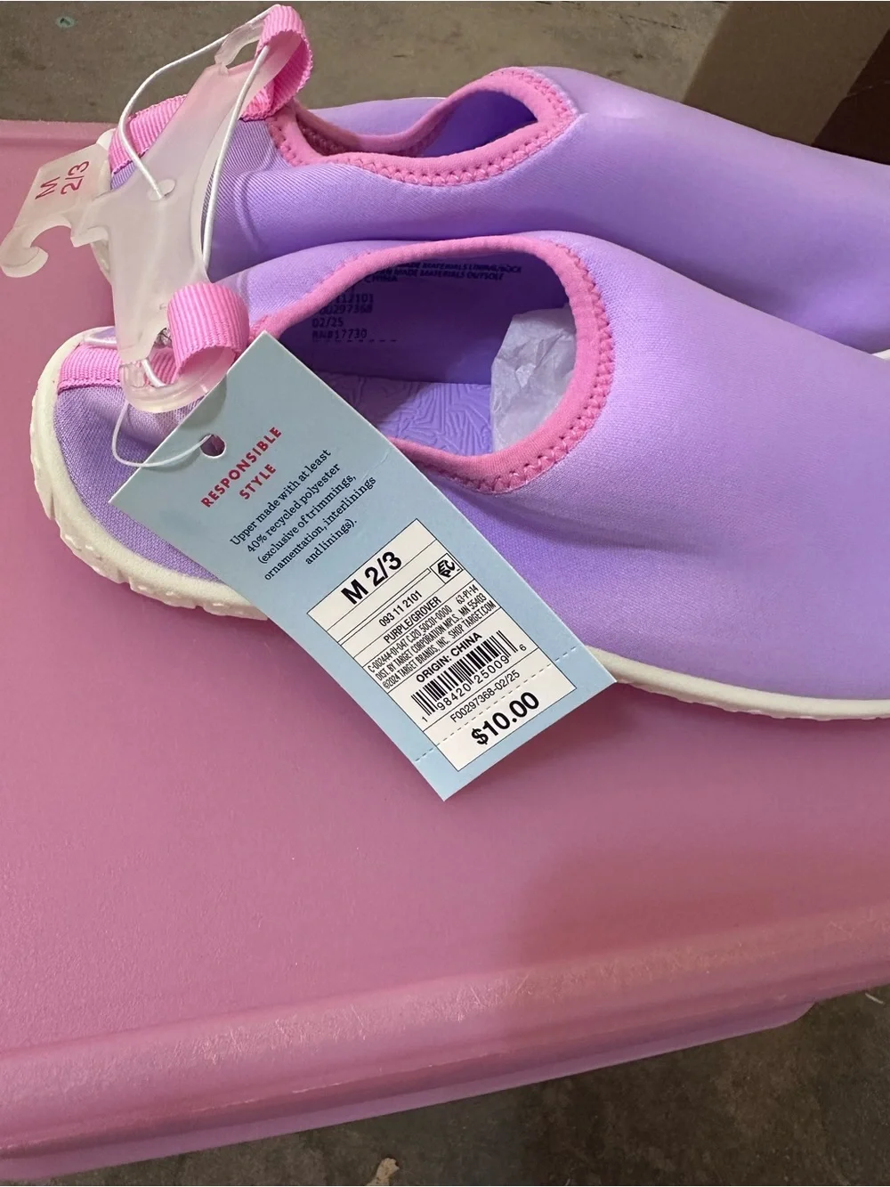 Cat & Jack Lilac Water Shoes with Pink Trim